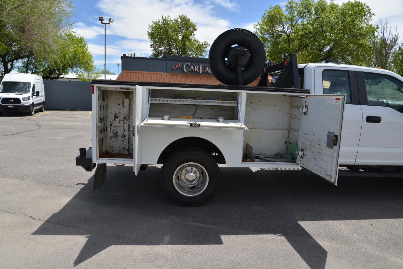 2017 White /Gray Ford F-350 SD XL Supercab Dually (1FD8X3H69HE) with an 6.2 Gasoline V8 engine, 6 speed automatic transmission, located at 4562 State Avenue, Billings, MT, 59101, (406) 896-9833, 45.769516, -108.526772 - 2017 Ford F-350 SuperCab Dually 4WD - Service Body! 6.2L V8 OHV 16V Engine - 6-Speed Automatic Transmission - 4WD - Service/Utility Body - 133,429 miles - Inspected and serviced - copy of inspection and work performed as well as a full vehicle history report provided - Ready to go to the jobsite - Photo#16